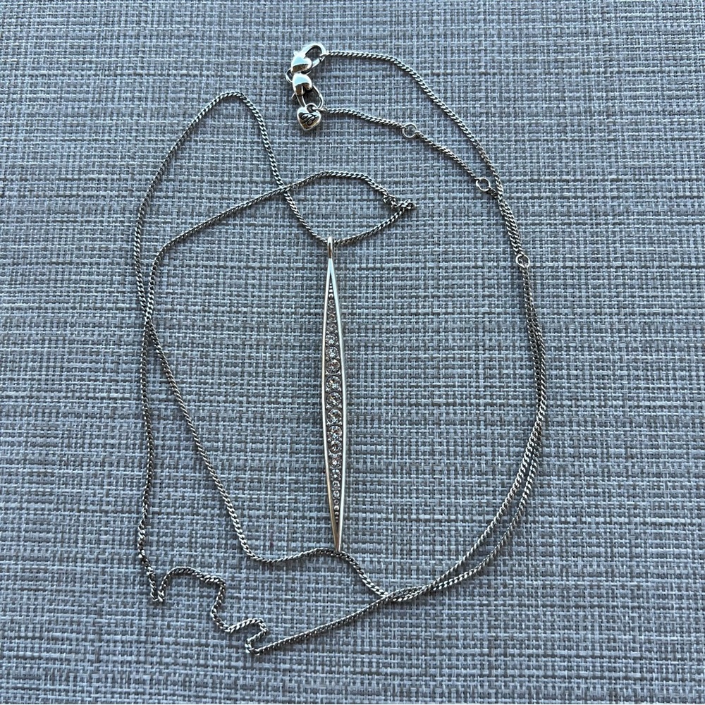 Brighton Silver-Tone Bar Pendant Necklace with Crystals
